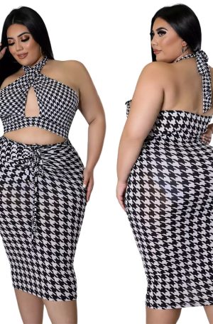 Women’s Sexy Halter Bandage Plus Size Midi Dress