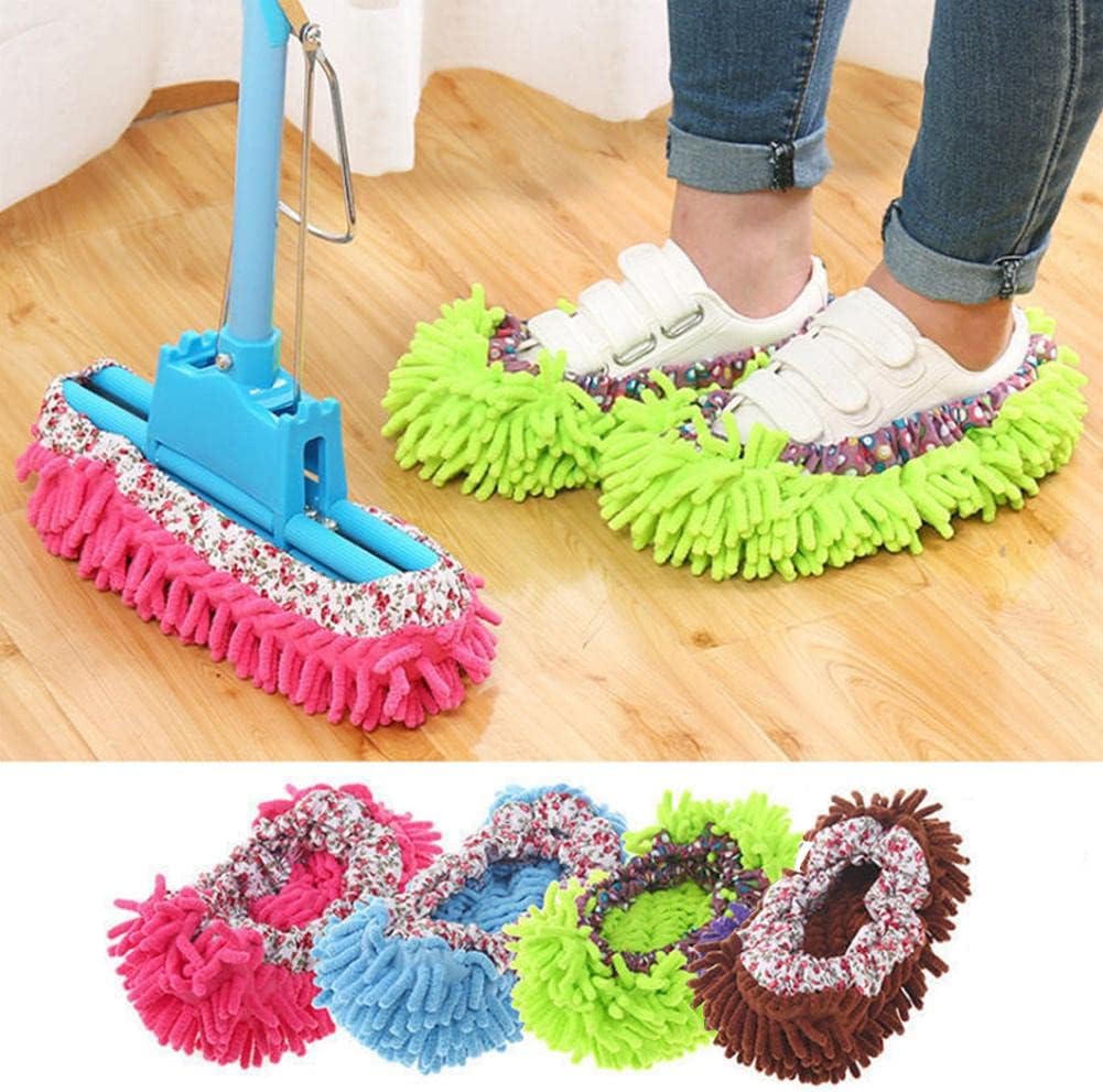 2Pcs Mop Slippers for Floor Cleaning, Washable Reusable Shoes Cover